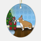 Kawaii Kerstmis Corgi Puppy Gift Ornament (Links)