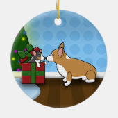 Kawaii Kerstmis Corgi Puppy Gift Ornament (Achterkant)