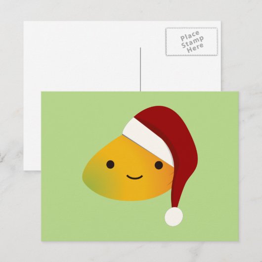 Kawaii Kerstmis Mango Feestdagenkaart (Voorkant / Achterkant)