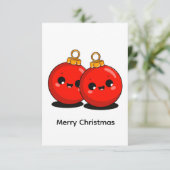 Kawaii Kerstmis – Minimaal Kerstfeest Bedankkaart (Staand voorkant)