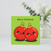 Kawaii Kerstmis – Minimaal Kerstfeest Feestdagenkaart (Staand voorkant)