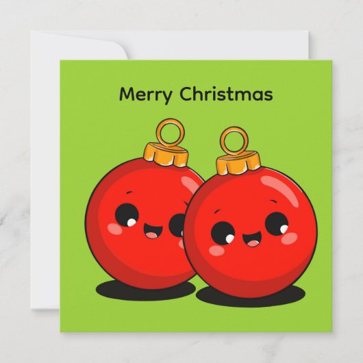 Kawaii Kerstmis – Minimaal Kerstfeest Feestdagenkaart (Voorkant)