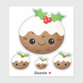 Kawaii Kerstmis - Pudding Cute Cartoon Xmas set 4 Sticker (Vel)