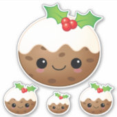 Kawaii Kerstmis - Pudding Cute Cartoon Xmas set 4 Sticker (Voorkant)