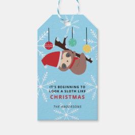 Kawaii Kerstmis Sloth Punny Winter Holiday Cute Cadeaulabel