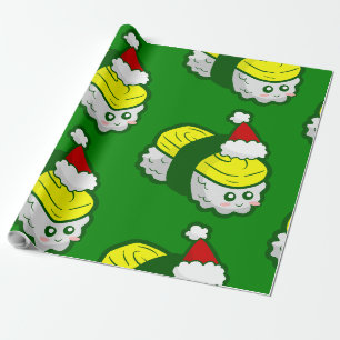 Kawaii Kerstmis Tamago Sushi Santa Cadeaupapier