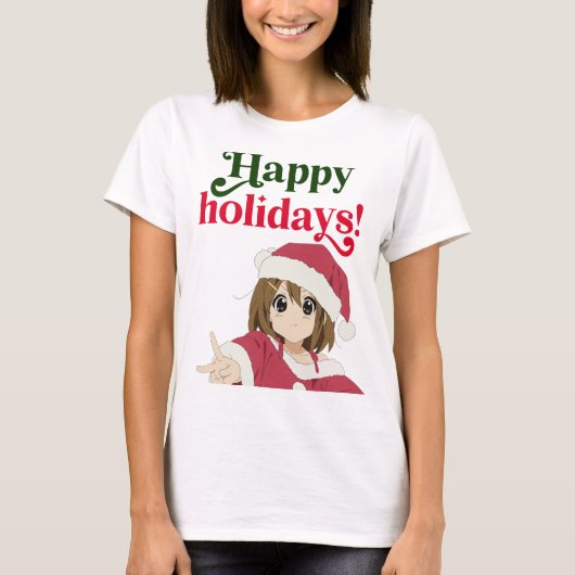 Kawaii kerstoutfit, anime meisje t-shirt (Voorkant)