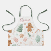 Kawaii Kerstpatroon | Kinderen Schort met Naam (Voorkant)