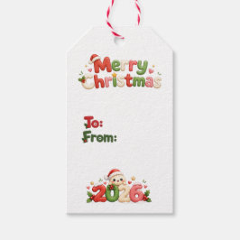 Kawaii kersttags cadeaulabel