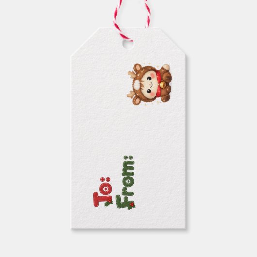 Kawaii kersttags cadeaulabel (Voorkant)
