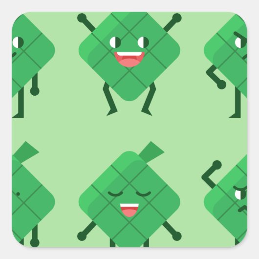 kawaii Ketupat Vierkante Sticker (Voorkant)
