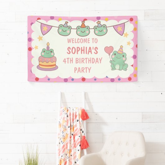 Kawaii Kikker Aangepaste Verjaardag Spandoek (Insitu)