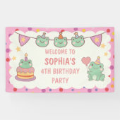 Kawaii Kikker Aangepaste Verjaardag Spandoek (Horizontaal)