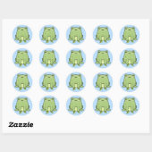 Kawaii kikker blauwe pastel klassieke sticker (Vel)