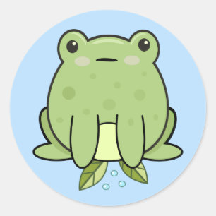 Kawaii kikker blauwe pastel klassieke sticker