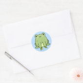 Kawaii kikker blauwe pastel klassieke sticker (Envelop)