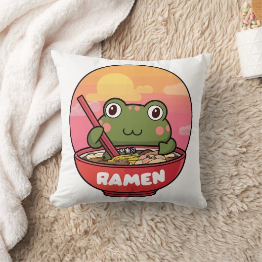 Kawaii kikker eet ramen kussen (Deken)