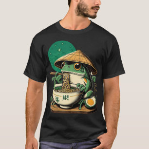 Kawaii kikker eet Ramen Noedels Grappige Anime Jon T-shirt
