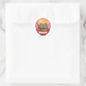 Kawaii kikker eet ramen ronde sticker (Tas)