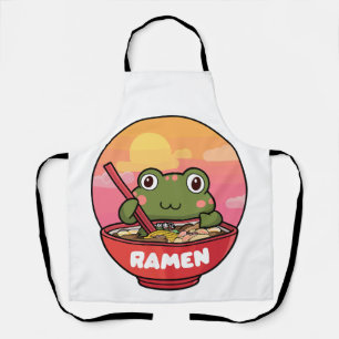 Kawaii kikker eet ramen schort