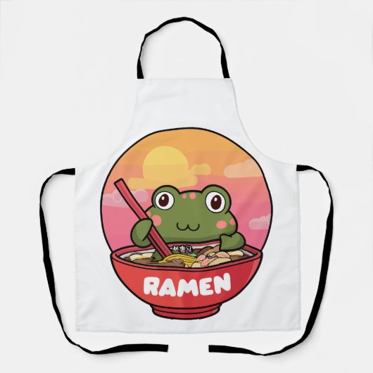 Kawaii kikker eet ramen schort (Voorkant)