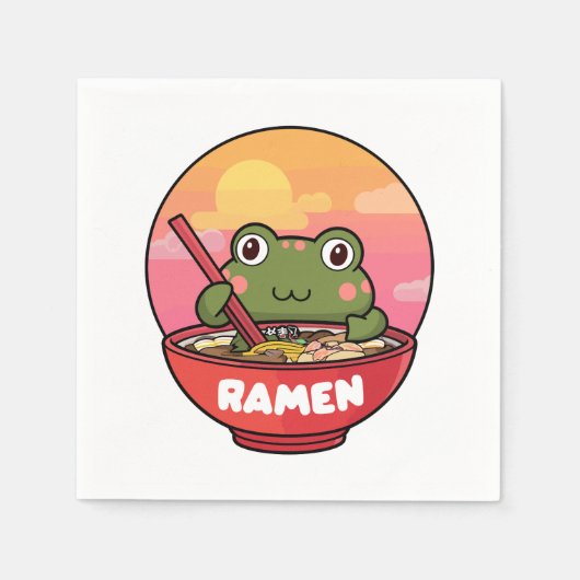 Kawaii kikker eet ramen servet (Voorkant)
