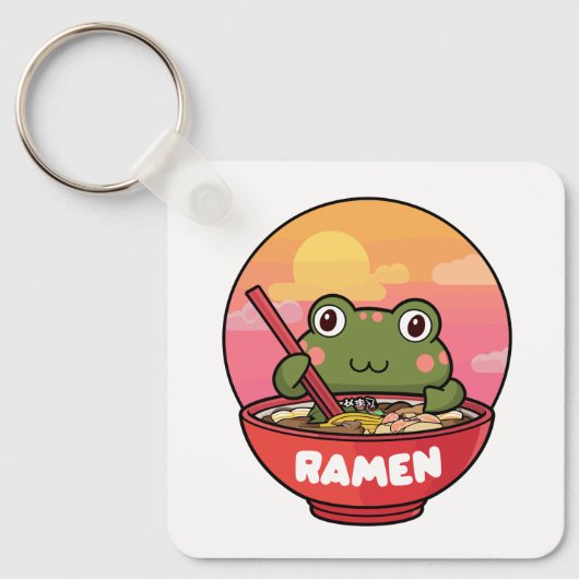 Kawaii kikker eet ramen sleutelhanger (Voorkant)