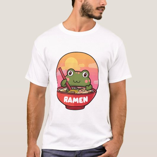 Kawaii kikker eet ramen t-shirt (Voorkant)
