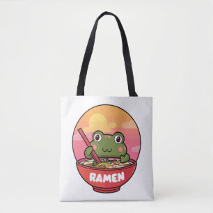 Kawaii kikker eet ramen tote bag