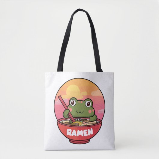 Kawaii kikker eet ramen tote bag (Voorkant)