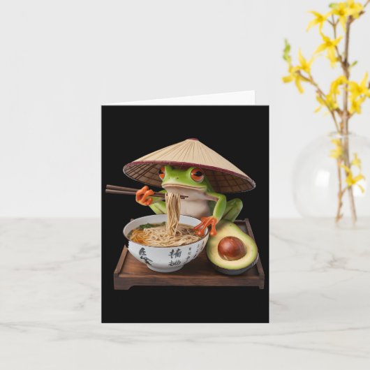 Kawaii Kikker Eten Ramen Japanse Noodles Kaart (Gele Bloem)