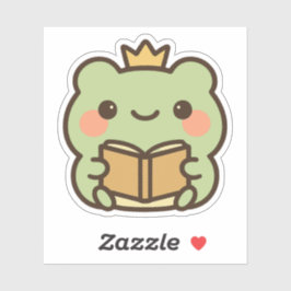 Kawaii Kikker Het lezen van een boek Sticker
