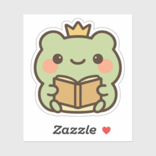 Kawaii Kikker Het lezen van een boek Sticker