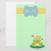 Kawaii kikker met mousserende ogen op een lendenst briefpapier (Voorkant / Achterkant)