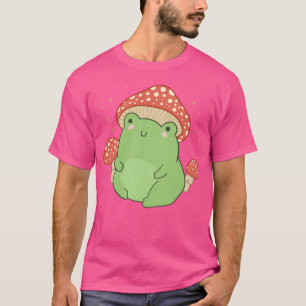 Kawaii kikker met paddenstoel Pet Cottagecore Aest T-shirt
