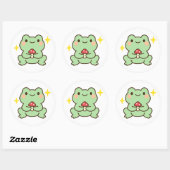 Kawaii Kikker met Paddenstoel Sticker (Vel)
