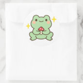 Kawaii Kikker met Paddenstoel Sticker (Tas)