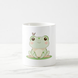 Kawaii kikker met vlinder Cute natuur ontwerp Koffiemok