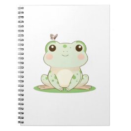 Kawaii kikker met vlinder Cute natuur ontwerp Notitieboek