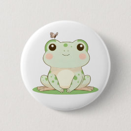 Kawaii kikker met vlinder Cute natuur ontwerp Ronde Button 5,7 Cm