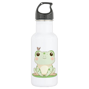 Kawaii kikker met vlinder Cute natuur ontwerp Waterfles