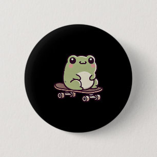 Kawaii Kikker Op Een Skateboard Grappig Skateboard Ronde Button 5,7 Cm