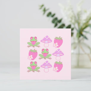 Kawaii Kikker, Paddestoel en Aardbei