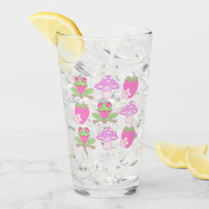 Kawaii Kikker, Paddestoel en Aardbei Glas