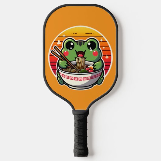 Kawaii Kikker Slurping Ramen Noodles Kleurrijke An Pickleball Paddle (Voorkant)
