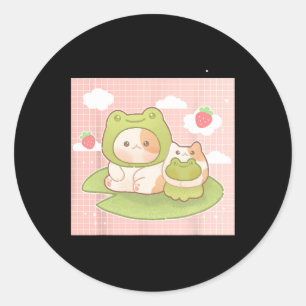 Kawaii Kikkikker van 90 jaar katteband A Ronde Sticker