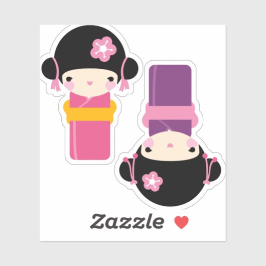 Kawaii Kimono Doll Stickers (Vel)