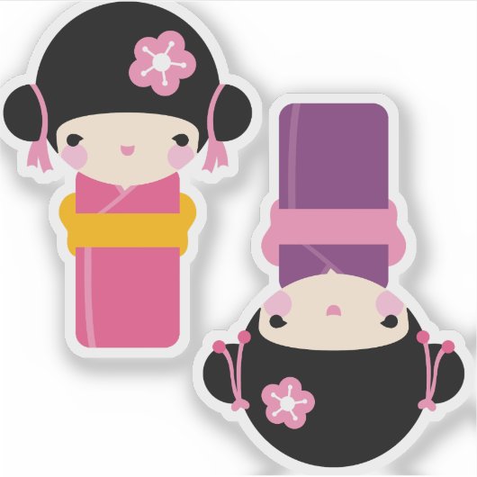 Kawaii Kimono Doll Stickers (Voorkant)