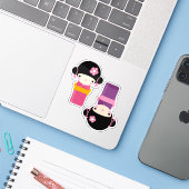Kawaii Kimono Doll Stickers (Laptop met iPhone)