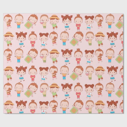 Kawaii Kinder Cadeaupapier (Vlak)